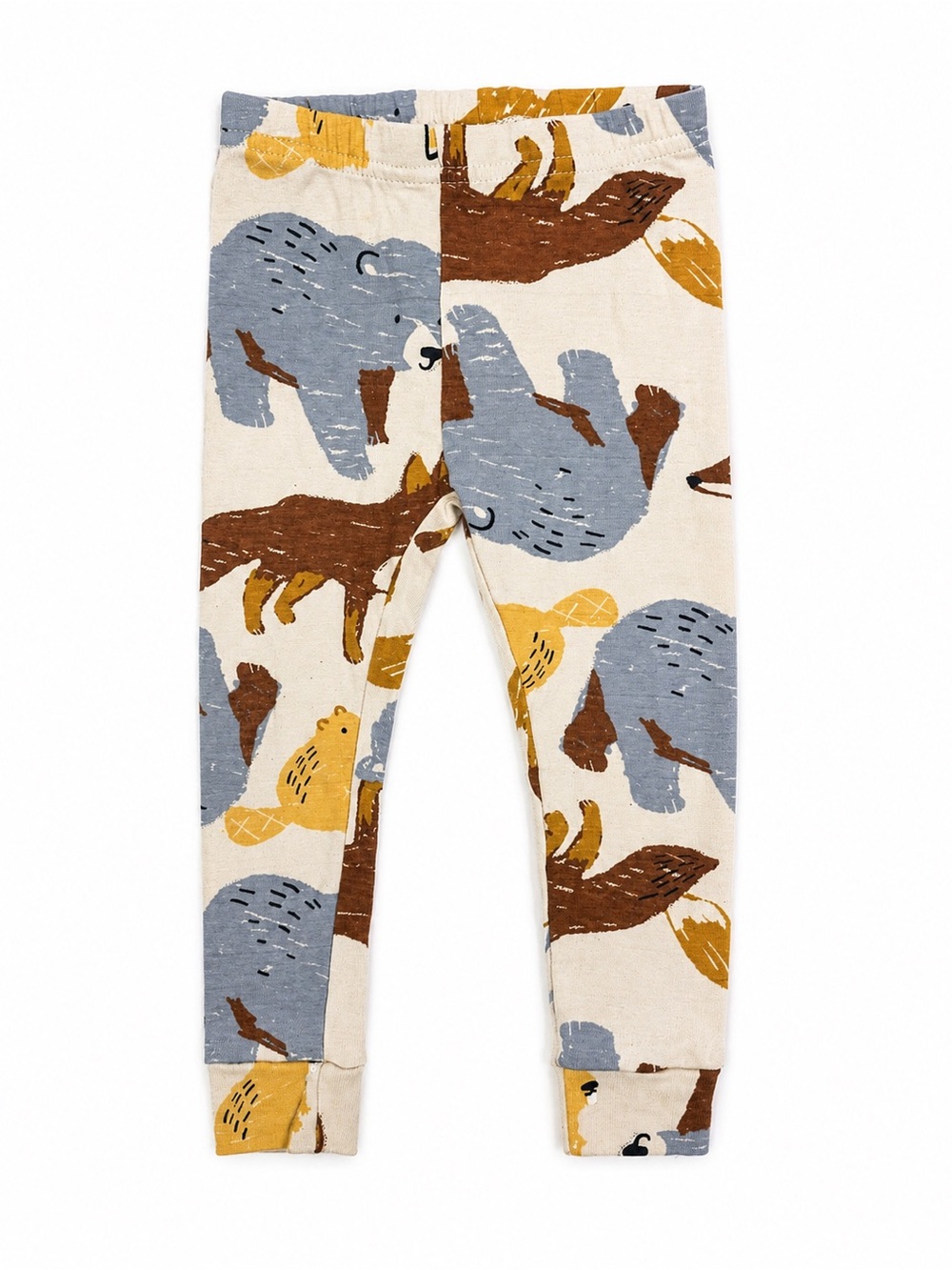 Cream Pajama Pants with Bear, Fox & Beaver